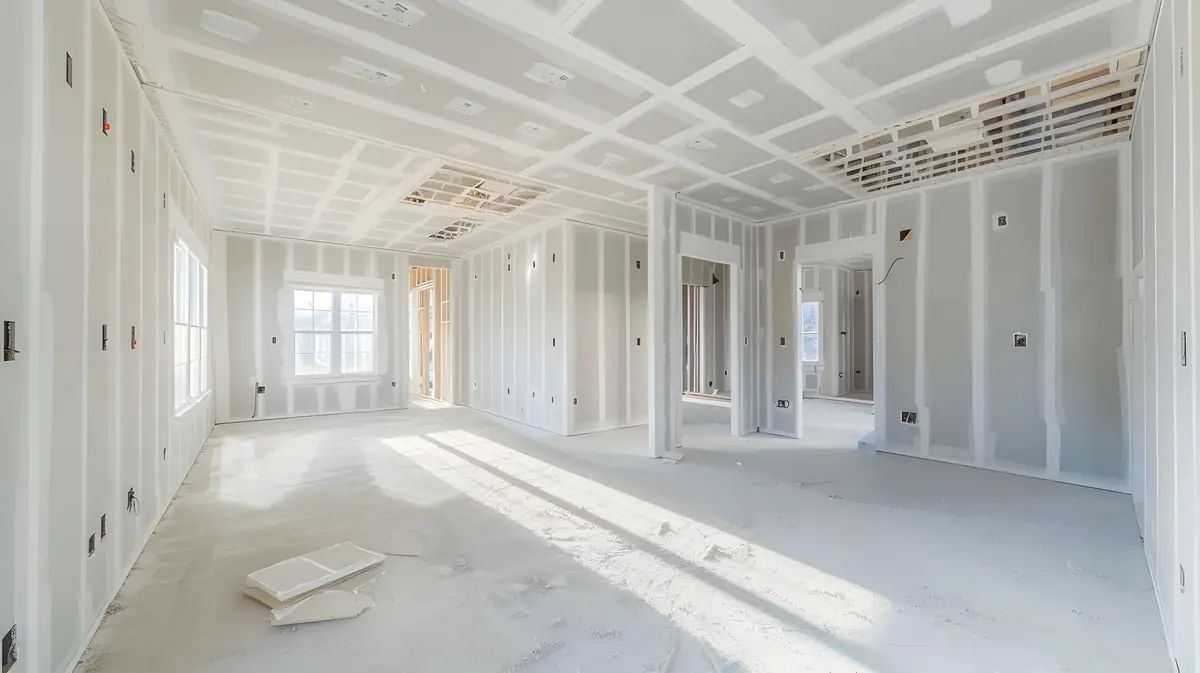 A finished drywall interior under natural light
